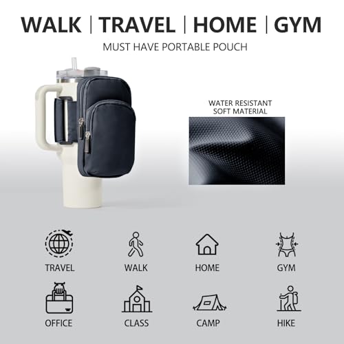 SUITMAT Water Bottle Pouch for Stanley Quencher Cup Tumbler, Large Cup Pouch Bag for Stanley Cup Accessories, with Multiple Pockets (Bag Only)