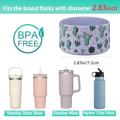 2 Pcs Tumbler Bottom Protector Boot for Stanley Quencher Adventure 40oz & Stanley IceFlow 20oz 30oz and Compatible with Hydro Flask Water Bottle 12oz 21oz 24oz Stealth Landing (Black cactusx2)