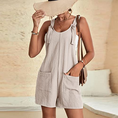 yardsong Deals of The Day Rompers for Women 2024 Summer Trendy Casual Short Overalls Sleeveless Adjustable Straps Jumpsuits with Pockets Todays Daily Deals