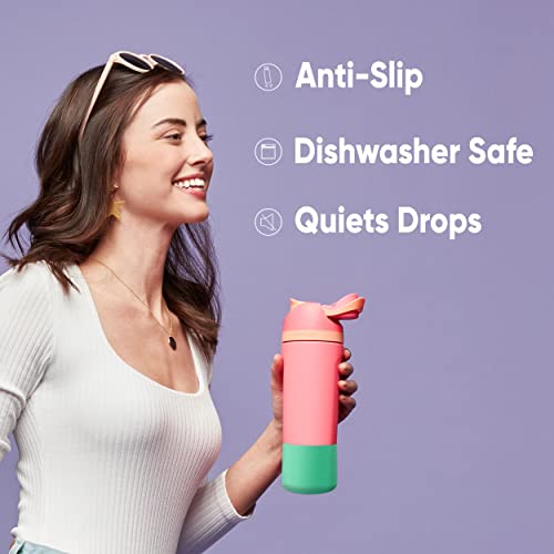 Owala Silicone Water Bottle Boot, Anti-Slip Protective Sleeve for Water Bottle, Protects FreeSip and Flip Stainless Steel Water Bottles, 40 Oz, Black