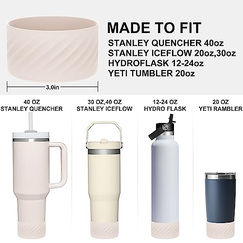 Affute Protective Silicone Boot for Stanley Quencher H2.0 40 oz & IceFlow Flip 20 oz 30 oz and hydroflask 12-24 oz, Anti-Slip Bottle Bottom Sleeve Cover (Rose Quartz)