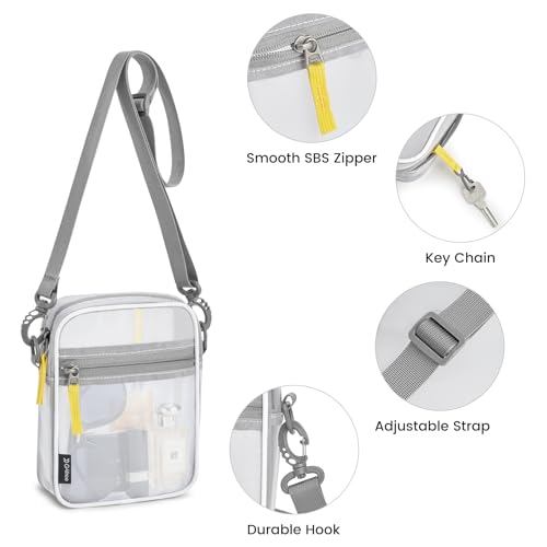 G4Free Clear Bag Stadium Approved, Clear Sling Mesh Bag for Women Men, Crossbody Transparent Chest Bag for Concerts Sports Events Festivals(Black)