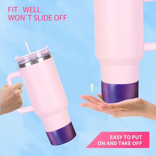 New Chameleon Gradient Matte Luster Silicone Boot Sleeve for Owala 24oz for Stanley/Simple Modern 20-40oz and More Bottles with 2.8-3in Base Anti Slip Bottom Straw Cover Protector (Astral Purple)