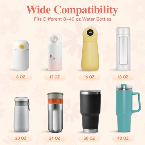 Lingdeer Water Bottle Handle with Lip Balm Holder, Macrame Flowers Water Bottle Sling Holder Lanyard, Carrier with Strap, Fits Most 8-40oz Bottles, Compatible with Stanley Cup Accessories