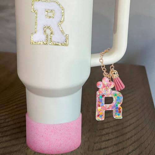 LA KEN DU Use for Stanley Cup Accessories Charms 40oz 30oz,Compatible with Stanley Cup Letter Charms for Handle Silicone Boot,Straw Cover Topper & Sticker(R)