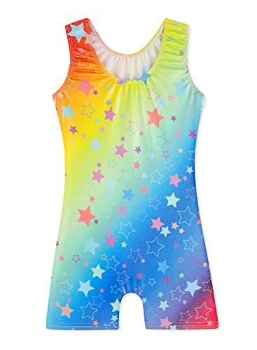 Belovance Leotards for Girls Gymnastics 3t 4t Toddler Child Athletic Sleeveless Dance Outfit Colorful Stars Gymnastic Biketard (Stars, 3-4 Years)