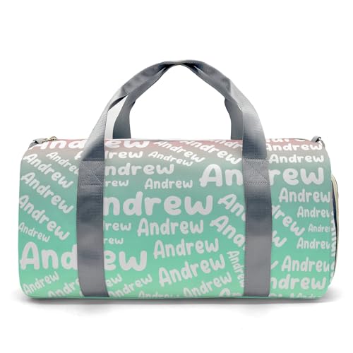 Personalized Sports Gym Bag Weekender Overnight Bags Yellow Green Gradient Customized Travel Duffel Bag with Name Waterproof Luggage Bag for Women