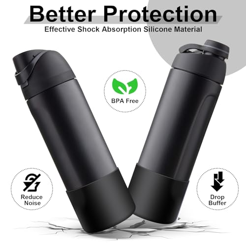 Comheral 2PCS Silicone Water Bottle Boot for Owala 32oz, Anti-Slip Protective Sleeve Bottom Bumper for FreeSip, Twist, and Flip Stainless Steel Bottles, Dishwasher Safe and BPA Free(White)