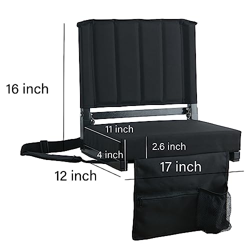 SPORT BEATS Stadium Seat for Bleachers with Back Support and Cushion Includes Shoulder Strap and Cup Holder