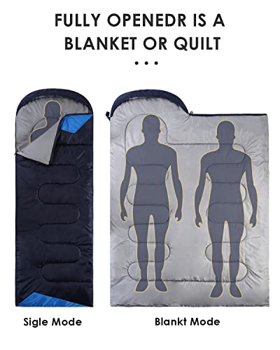 JEAOUIA Sleeping Bags for Adults Backpacking Lightweight Waterproof- Cold Weather Sleeping Bag for Girls Boys Mens for Warm Camping Hiking Outdoor Travel Hunting with Compression Bags(RED)