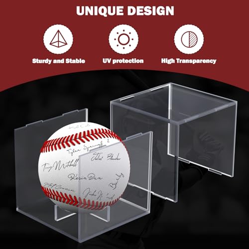 2 Packs Baseball Display Case, Leffis Baseball Holder Display Case, Acrylic UV Protected Baseball Case for Display, Baseball Display Case for Autographed Baseball
