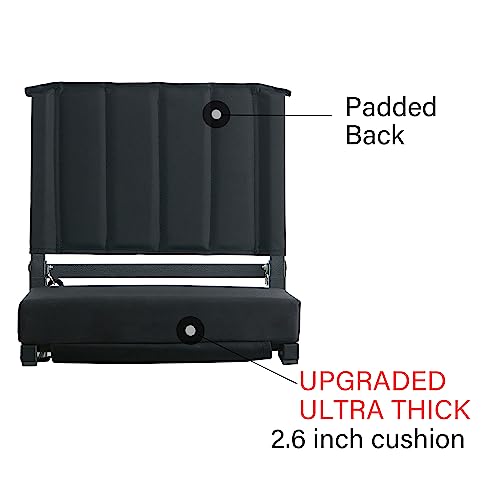 SPORT BEATS Stadium Seat for Bleachers with Back Support and Cushion Includes Shoulder Strap and Cup Holder