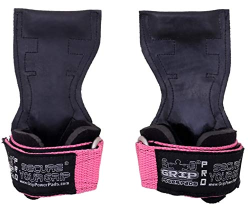 Lifting Grips PRO Weight Gloves Best Heavy Duty Straps Alternative to Power Hooks Deadlifts Adjustable Neoprene Padded Wrist Wrap (PkStRb, Large 7.50"-8.50" Wrist Size)