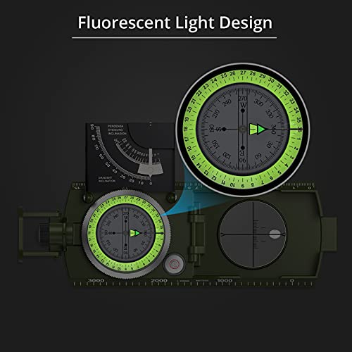 Proster IP65 Hiking Compass Waterproof Compass - Metal Compass Camping Compass with Sighting Clinometer with Carry Bag for Camping Hunting Hiking Geology Activities