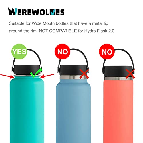 WEREWOLVES Paracord Handle - Fits Wide Mouth Bottles 12oz to 64oz - Durable Carrier, Paracord Carrier Strap Cord with Safety Ring,Compass and Carabiner - Ideal Water Bottle Handle Strap (Purple Blue)