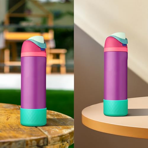 Comheral 2PCS Silicone Water Bottle Boot for Owala 24oz, Anti-Slip Protective Sleeve Bottom Bumper for FreeSip, Twist, and Flip Stainless Steel Bottles, Dishwasher Safe and BPA Free(Cyan)