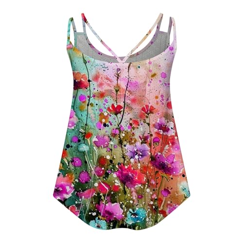 Women's Tops Clearance Womens Plus Size Tops Clearance of Sale Prime 2024 Tank Tops for Women Summer Casual Eyelet Embroidery Sleeveless Tanks Spaghetti Strap Flowy Shirt Scoop Neck Pleated Cami