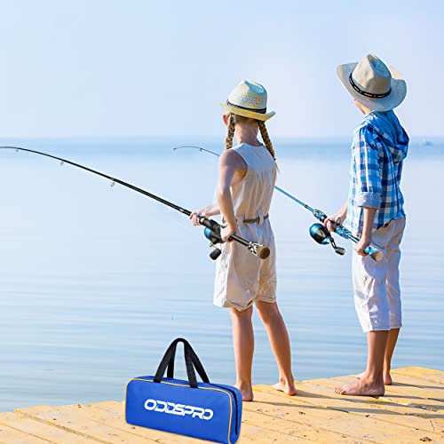 ODDSPRO Fishing Poles for Kids Ages 4-12 - Kids Fishing Gear with Fishing Tackle Box, Fishing Lures, Reel, Portable Fishing Bag, Great Gift for Boys Girls
