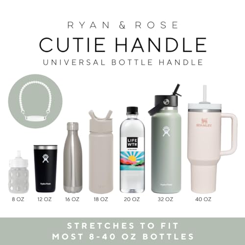 Ryan & Rose Water Bottle Handle - Water Bottle Sling, Carrier, Holder with strap - Soft Durable Silicone - Fits Most 8-40oz Bottles - Compatible Stanley Cup Accessories (Slate)
