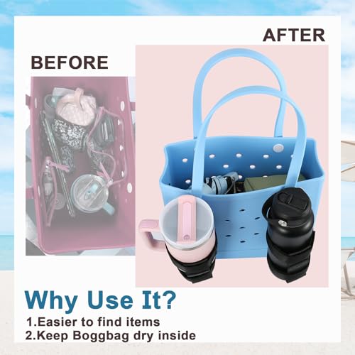 INCYCALL 1 Pack Bogg Bag Cup Holder for Stanley/Owala/Yeti, Large Cups Holder Fit 16-40oz, Adjustable Bogg Bag Cup Holder Accessories Compatible with All Bogg Bag, BLACK
