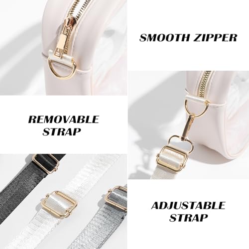 YONMOTTO Clear Bag for Stadium Events, Clear Purse for Women Stadium Approved Crossbody, Concert Bag with Adjustable Strap (Beige)