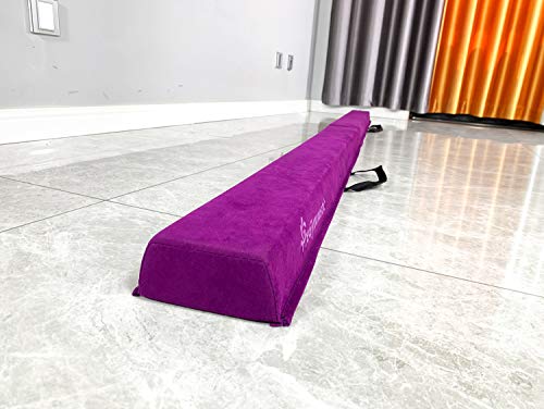 PreGymnastic 6FT/8FT/9.5FT Folding Balance Beam for Kids 3-12,Foldable Gymnastics Floor Beam-Extra Firm Suede Cover with Carry Bag for Home-Gym Equipment for Toddler Teenage (Purple, 6FT)
