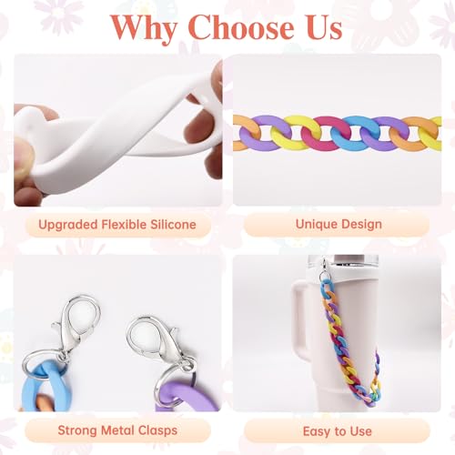 Lingdeer Water Bottle Handle with Lip Balm Holder, Macrame Flowers Water Bottle Sling Holder Lanyard, Carrier with Strap, Fits Most 8-40oz Bottles, Compatible with Stanley Cup Accessories