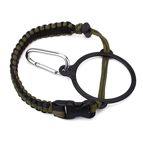 HYDRO CELL Paracord Handle for Wide Mouth Water Bottles - Carrier Strap w/Attachment Ring and Carabiner Accessory. Compatible w/ 64oz, 40oz 32oz, 24oz, 18oz, 14oz Insulated Bottles (Navy/White)
