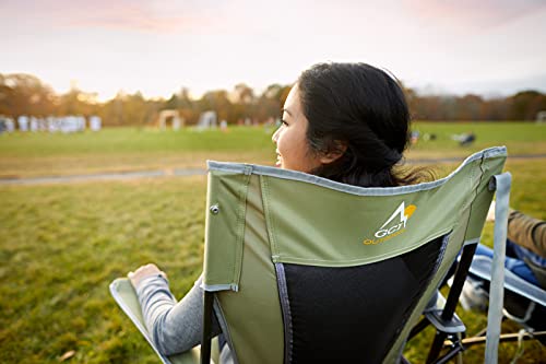 GCI Outdoor Comfort Pro Rocker Camping Chair | Portable Folding Rocking Chair with Durable Armrests & Drink Holder — Loden Green