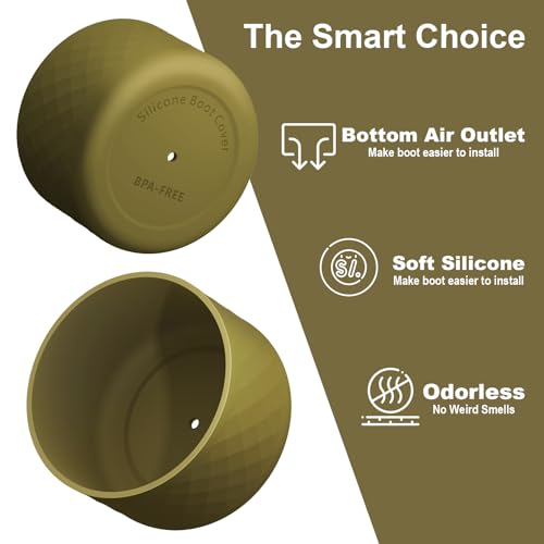 Comheral 2PCS Silicone Water Bottle Boot for Owala 24oz, Anti-Slip Protective Sleeve Bottom Bumper for FreeSip, Twist, and Flip Stainless Steel Bottles, Dishwasher Safe and BPA Free(Brown Green)