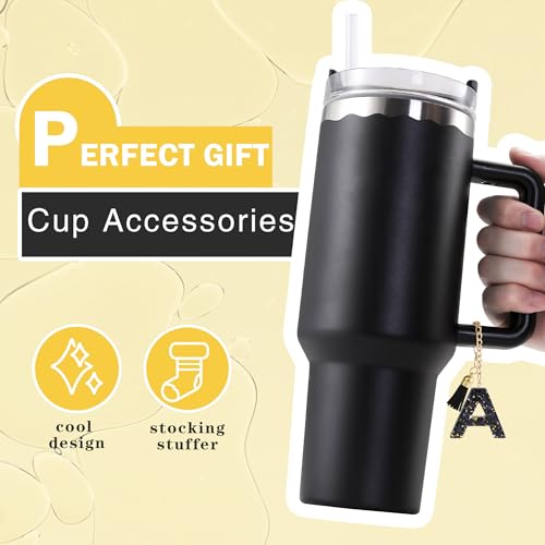 Letter Charm Accessories for Stanley Cup 1 PCS Cute Initial Keychain Handle Charm for Stanley Tumbler for Women Pink Letter I