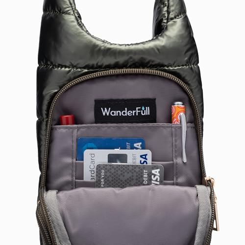 WanderFull Original Crossbody HydroBag | Quilted Water Bottle Carrier & Adjustable Strap | Puffer Tote w/Two Pockets for Phone, Accessories & Travel Essentials (Lapis Blue)