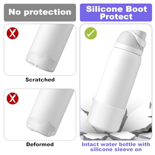 Comheral 2PCS Silicone Water Bottle Boot for Owala 32oz, Anti-Slip Protective Sleeve Bottom Bumper for FreeSip, Twist, and Flip Stainless Steel Bottles, Dishwasher Safe and BPA Free(Clear)