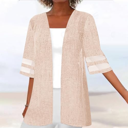 ZCVBOCZ Womens Kimonos for Summer Casual Elbow Sleeve Cardigan Plus Size Open Front Shirts Lightweight Loose Beach Cover Ups