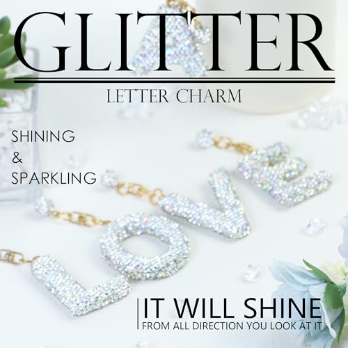 Mokoart Glitter Letter Tumbler Accessories for Stanley Cup, Water Bottle Chain for Stanley/Simple Modern Tumbler with Handle, Cute Initial Name ID with Bling Letter for Stanley Cup Accessories (R)
