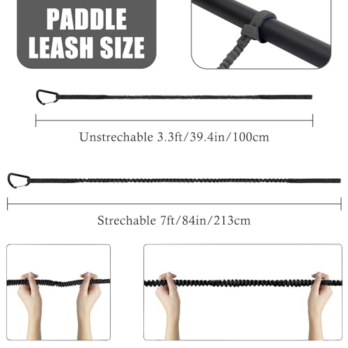 NVAAV 1/2/4 Pack Kayak Paddle Board Tether Leash Stretchable Strap Lanyard Rope, 3.3-7 Feet with Carabiner for SUP Kayaking Boating Canoeing Fishing Pole Rod or Other Gear