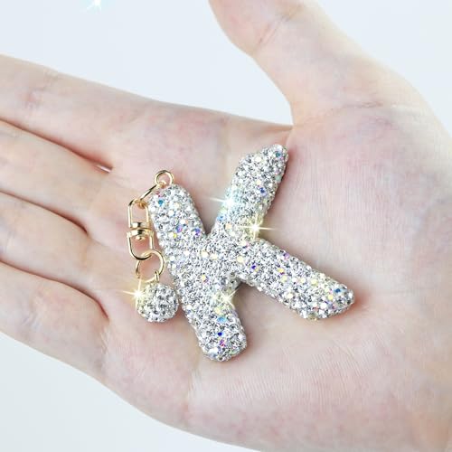 Mokoart Glitter Letter Tumbler Accessories for Stanley Cup, Water Bottle Chain for Stanley/Simple Modern Tumbler with Handle, Cute Initial Name ID with Bling Letter for Stanley Cup Accessories (R)