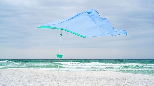 ShoreShade Sail (Coral Red), Best Beach Shade, Lightweight, Easy to Use, Sets up in 1 Minute, Cup Holders & Towel Hooks