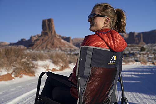 GCI Outdoor Freestyle Rocker Camping Chair | Portable Folding Rocking Chair with Solid, Durable Armrests, Drink Holder & Comfortable Backrest — Indigo Blue