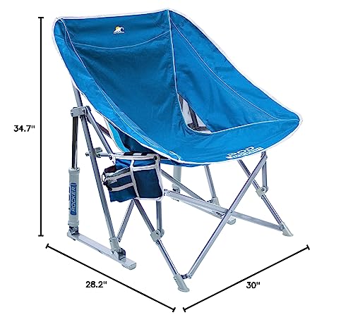 GCI Outdoor Pod Rocker Beach Chair | Collapsible Folding Rocking Chair with Drink Holder & Portable Carry Bag — Saybrook Blue