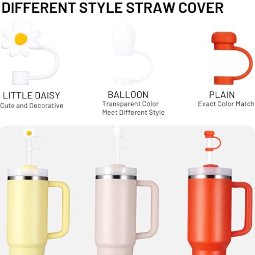 DUNLAGUE 2-Piece Silicone Boot for Stanley Quencher H2.0 20 30, 40oz & IceFlow Flip 20 30oz Tumblers with 3-Piece Straw Cover Cap, Stanley Cup Accessories Set, Tigerlily