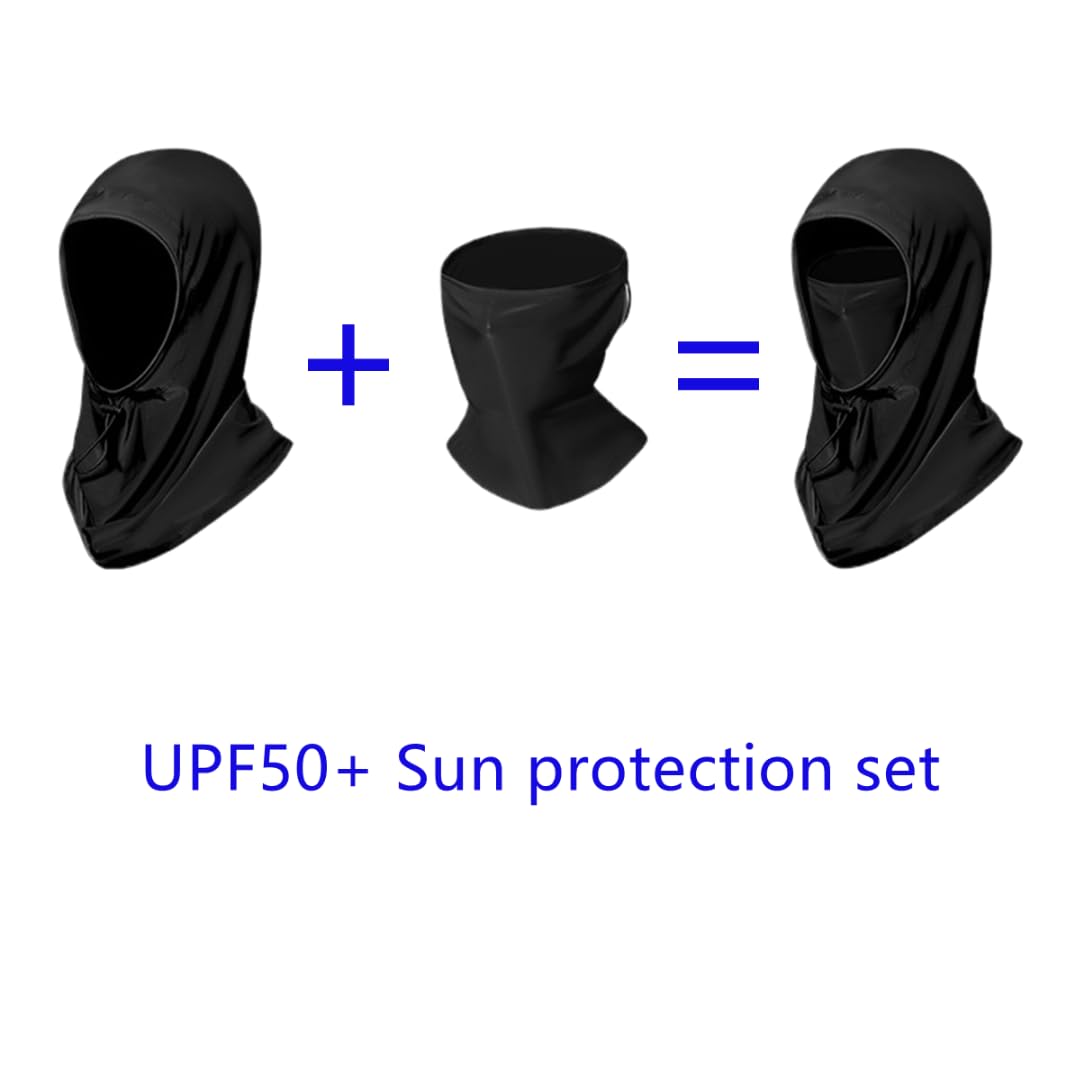 Detachable Summer Balaclava Sun UV Protection Hood Breathable Face Cover Full Head Mask for Men Women Cycling Motorcycle Fishing Black