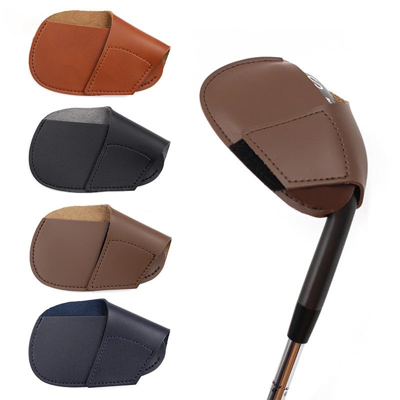 Crown Heng Leather Golf Iron Cover - Premium club head cover, (Light blue)