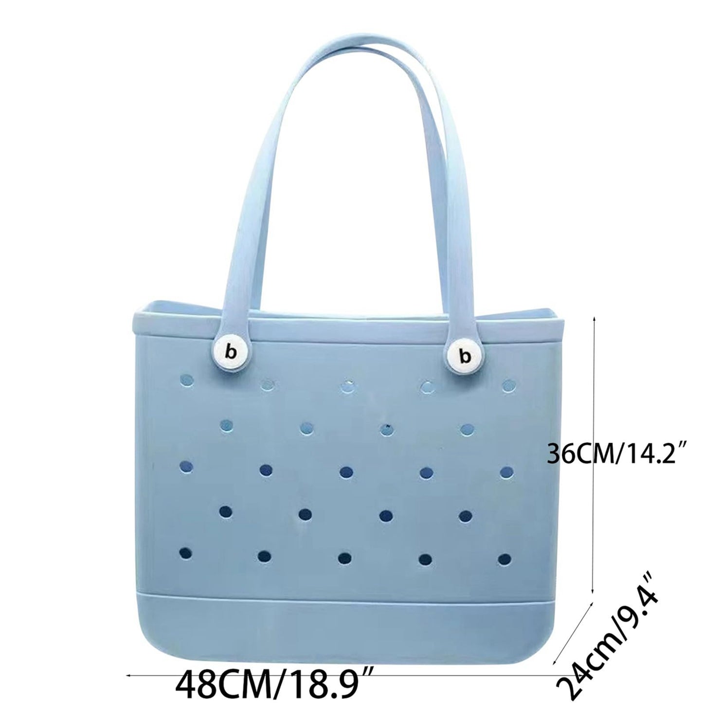 DORYSKS Beach Tote Bag, Extra Large Rubber Tote Bag Waterproof Washableable Tip Proof for the Beach Boat Pool Sports (Light Blue,Large)