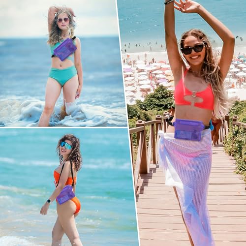 jealkip Waterproof Pouch with Adjustable Waist Strap, Waterproof Dry Bag, Keeps Cell Phones and Valuables Safe and Dry, Perfect for Kayaking, Beach, Camping and Swimming (Purple)