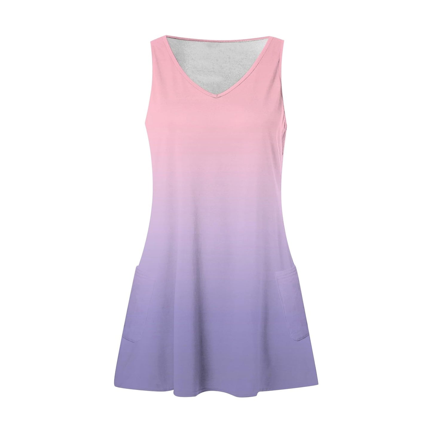 Tank Top Dress for Women Sun Dresses Summer Boho Beach Dress Floral T-Shirts Dress V Neck Loose Tank Dresses with Pockets