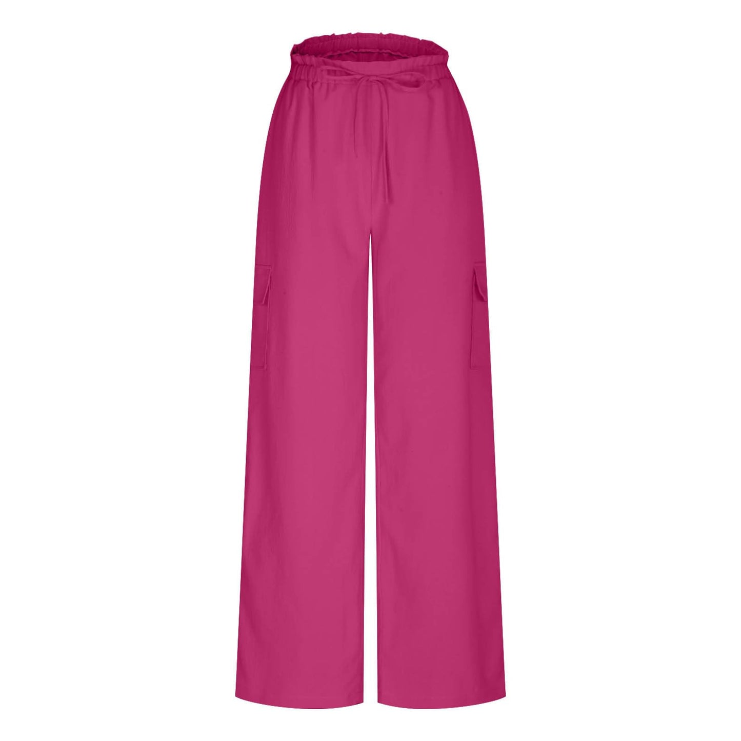 Turilly Women's Pants Baggy Loose Wide Leg Comfy Soft Pants Casual Drawstring Elastic Waisted Work Pants with Side Pockets Hot Pink