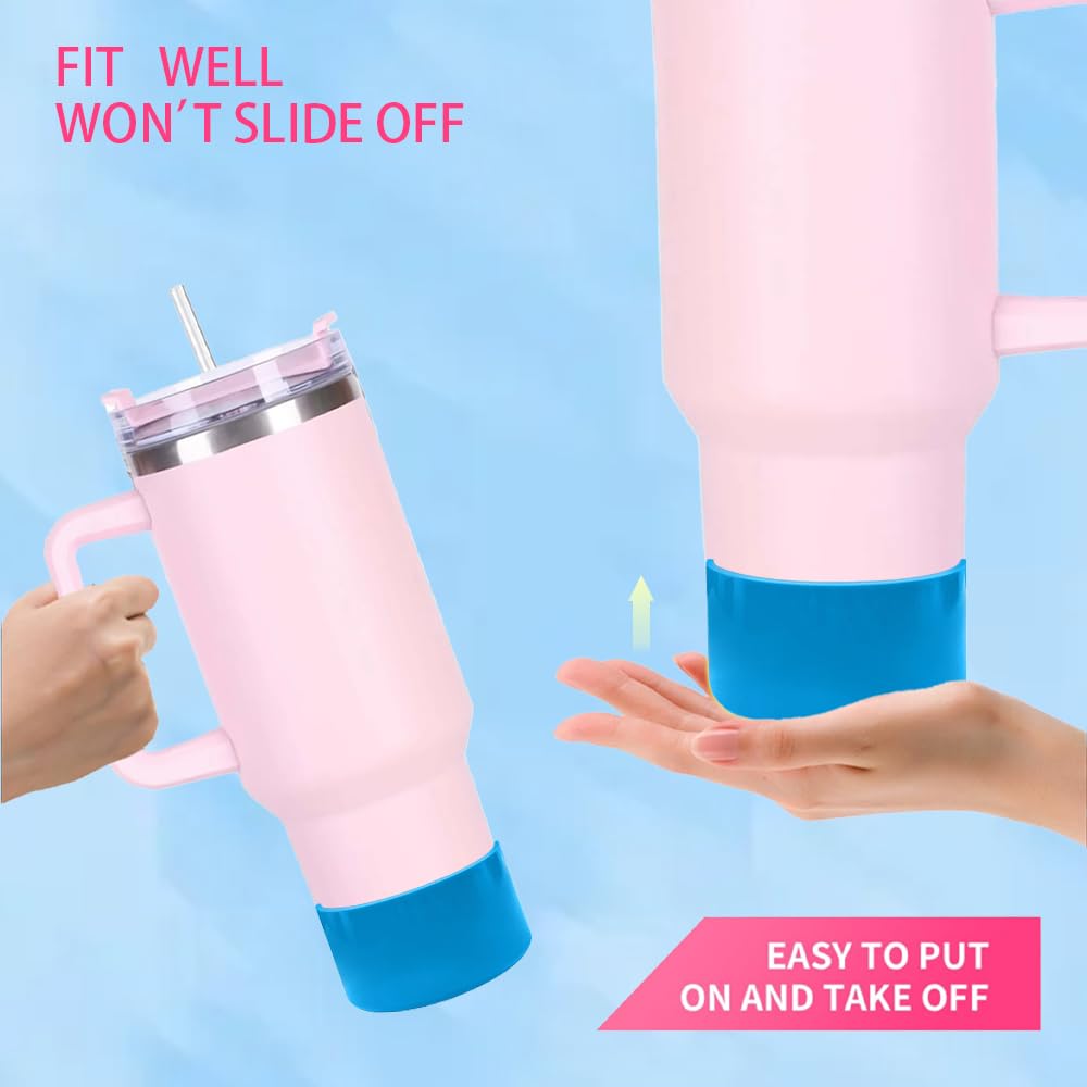 ZhaoHeFits New Neon Matte Luster Silicone Boot Sleeve for Stanley/Simple Modern 20-40oz for Owala-24oz and More Bottles with 2.8-3in Base Glitter Anti Slip Cover Protector (Neon Blue)