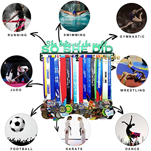 Lapetale Fashion Medal Hanger Holder Display Wall Rack Frame Shelf in 16" long-Medal Hanger Awards Ribbon Cheer,gymnastics,soccer,softball Holder Display Custom Rack for Sports Medals Easy to Install