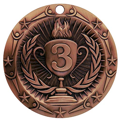 Decade Awards' 3rd Place Bronze Medal - Large Metal Award Medals with Stars & Stripes American Flag V Neck Ribbon - Perfect for School Competitions, Coaches, Students, Athletes & Scholars